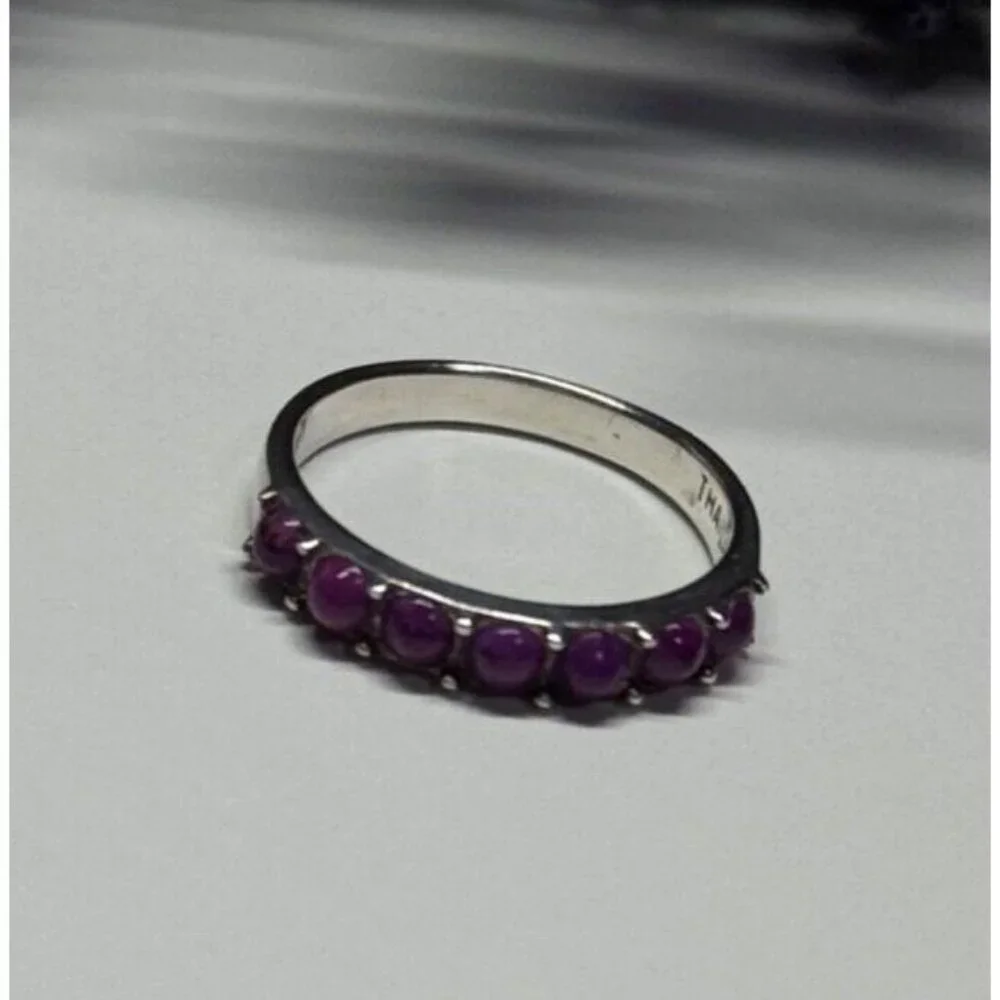 925 STERLING SILVER PURPLE AGATE RING SIZE 6